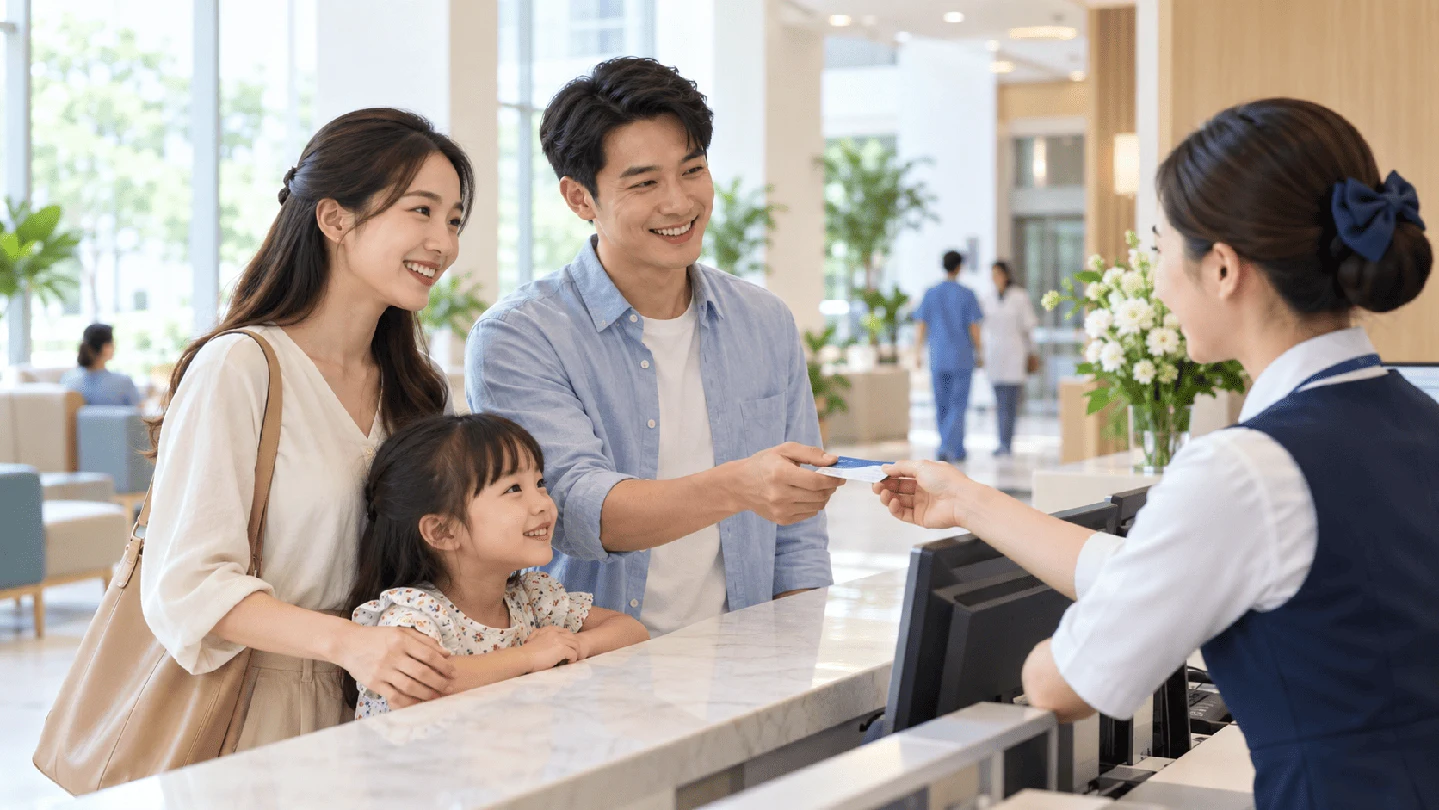 Gia đình dùng thẻ bảo lãnh viện phí tại bệnh viện